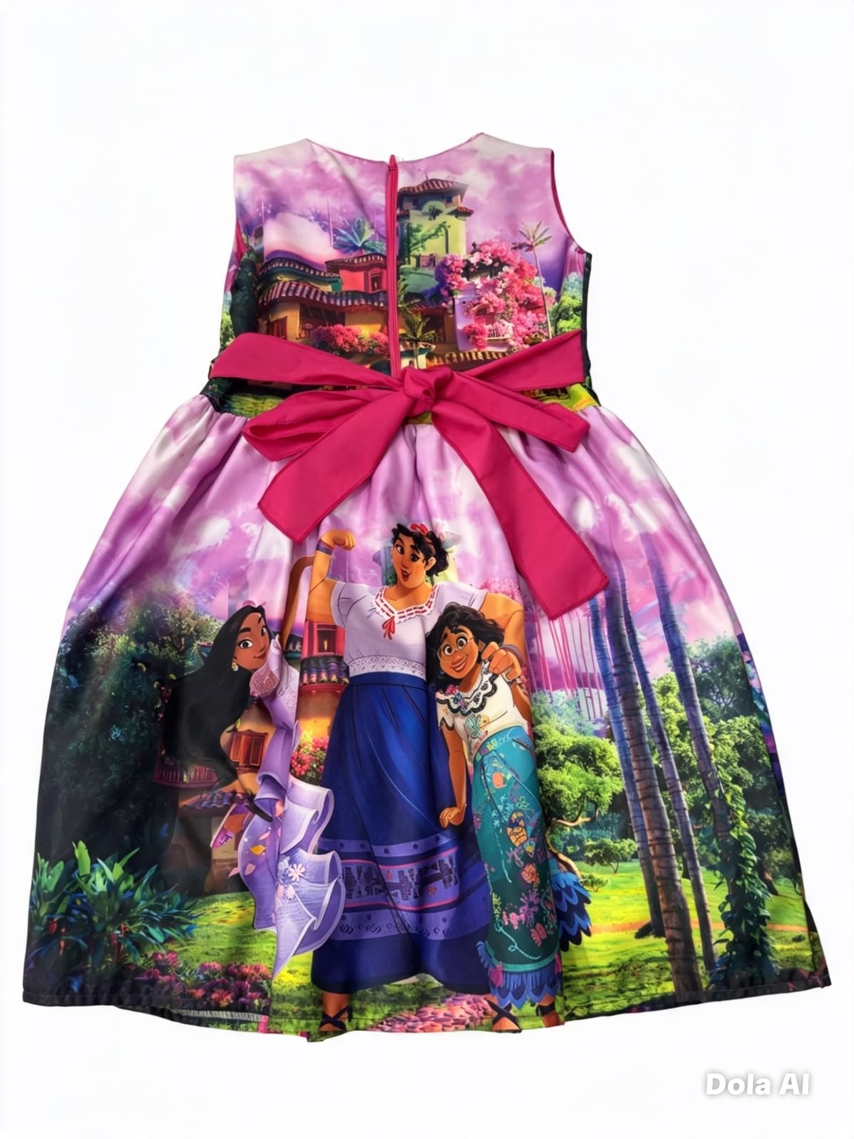 Vestido niña lila con estampado de familia mágica
