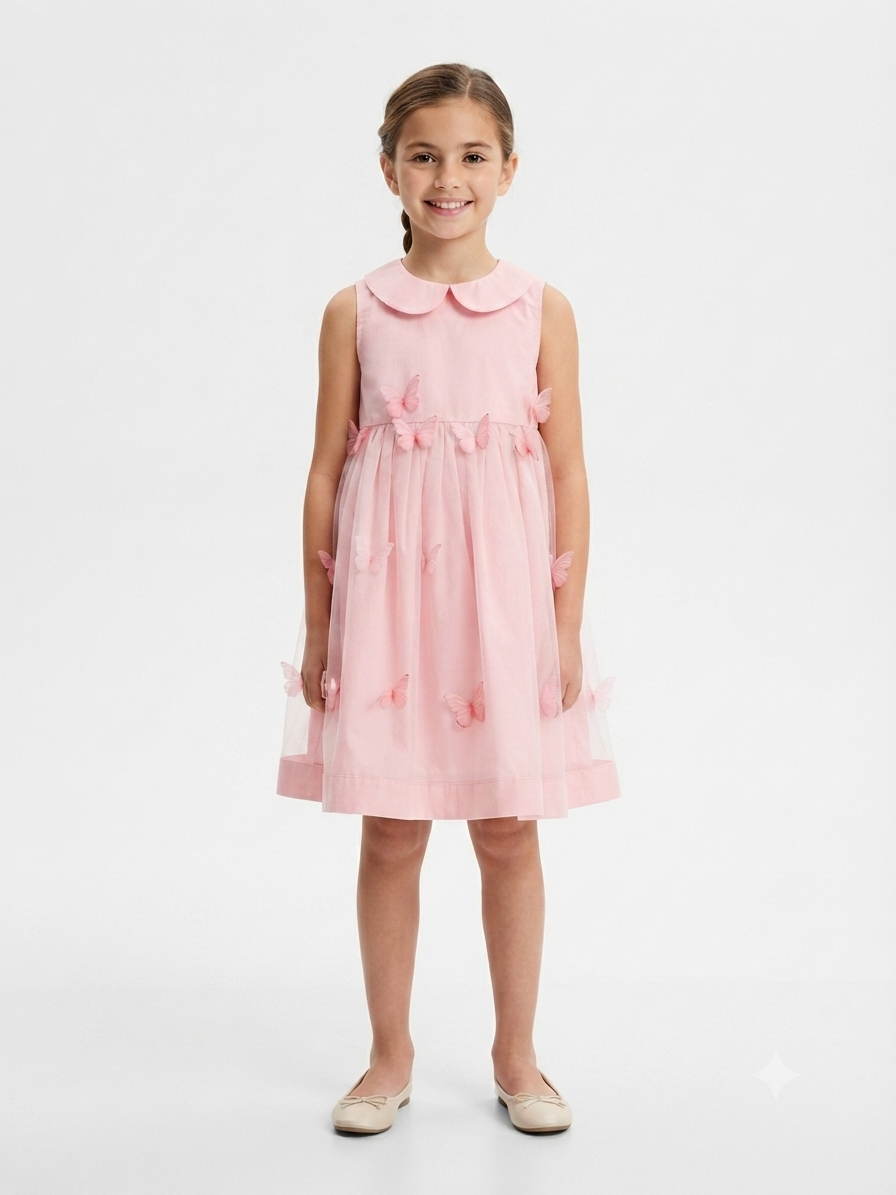 Vestido niña con mariposas 3D en tul – Elegancia y dulzura