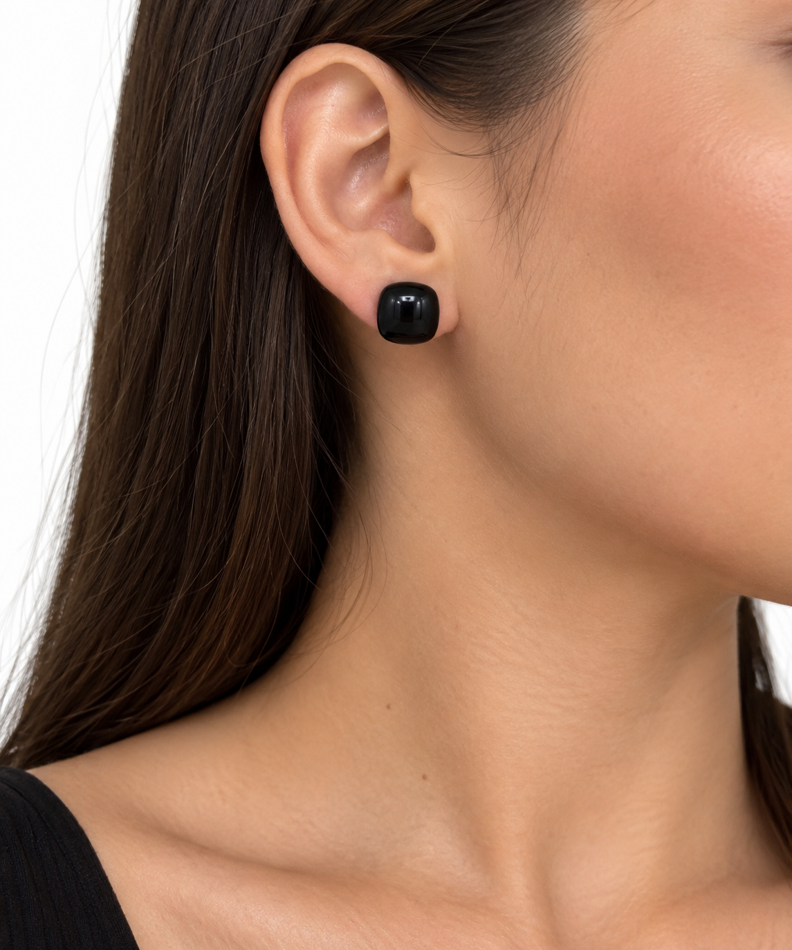 Aretes Dama negros efecto cristal ✨
