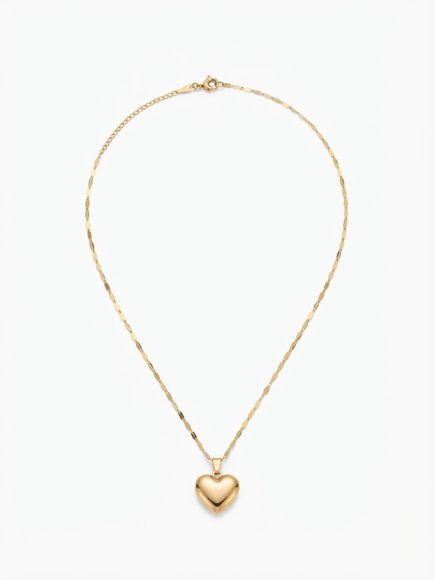 Collar accesorio dama corazón dorado elegante 💛✨