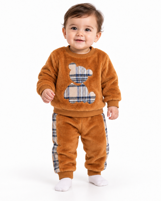 Set niño Peluche 'Oso Escocés' para Bebé - Marrón Canela
