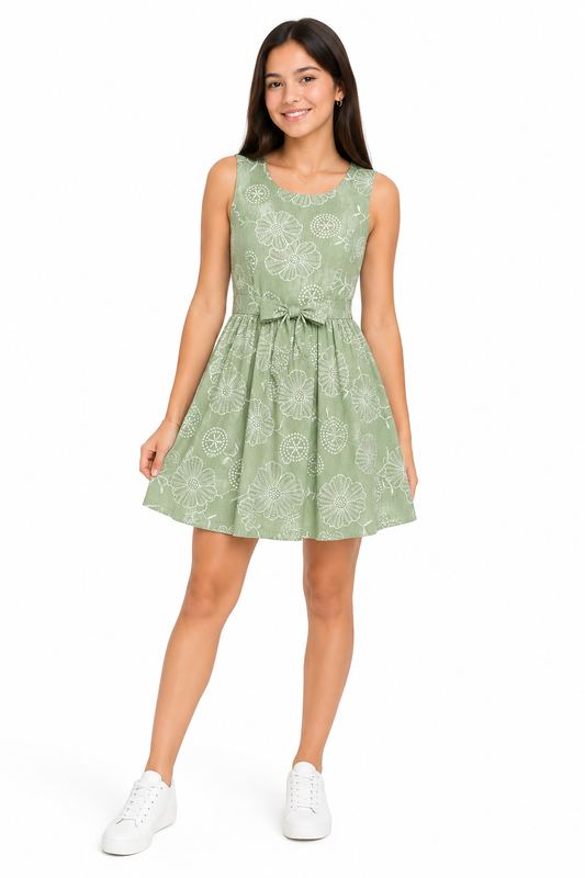 Vestido niña floral verde