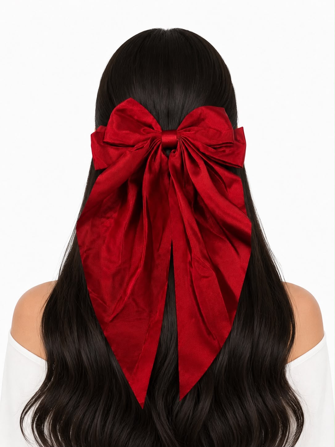 Moño coquette niña rojo satinado con tirantes largos 🎀❤️
