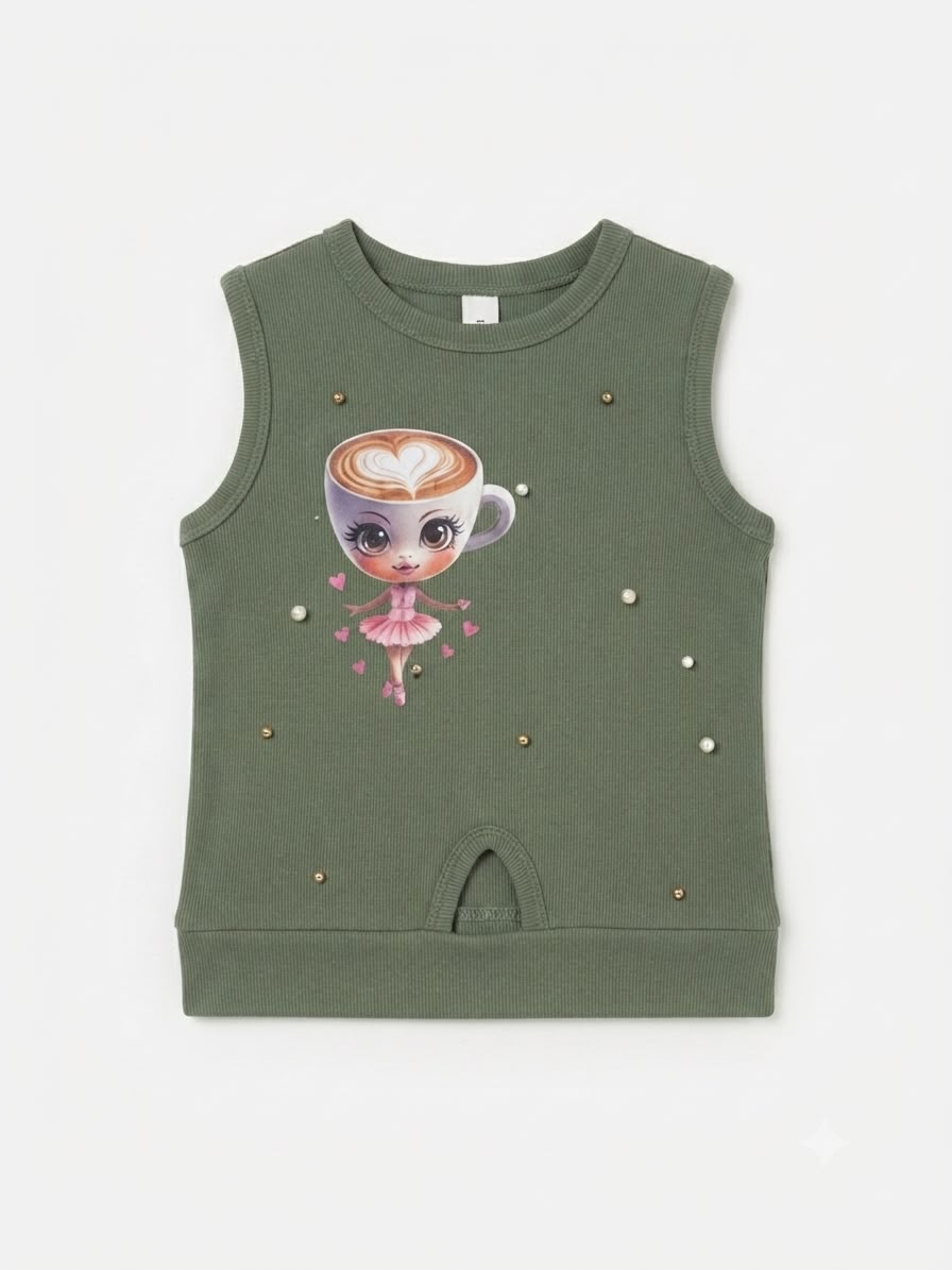 Blusa niña con diseño de taza de café