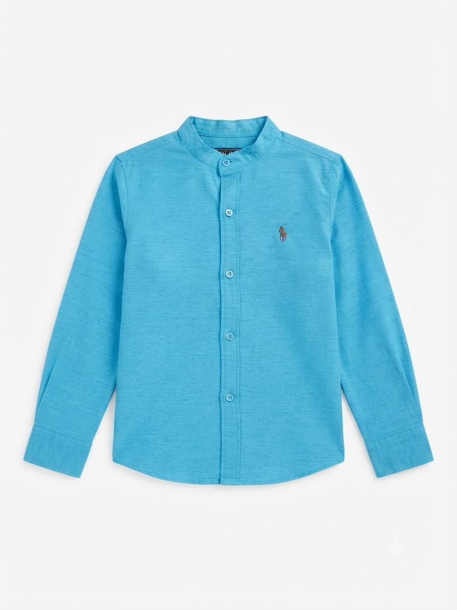 Camisa niño manga larga color turquesa