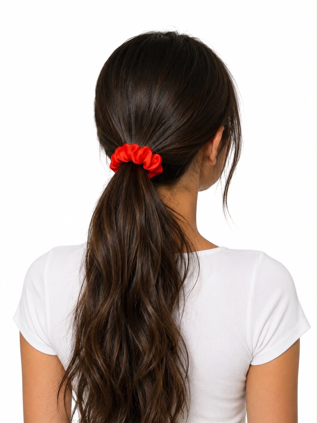 Liga cabello accesorio satinada roja