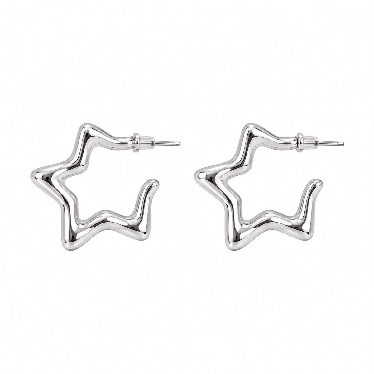 Aretes dama estrella plateada