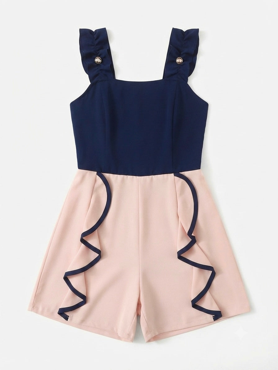 Jumper niña bicolor con olanes – Elegancia y estilo moderno