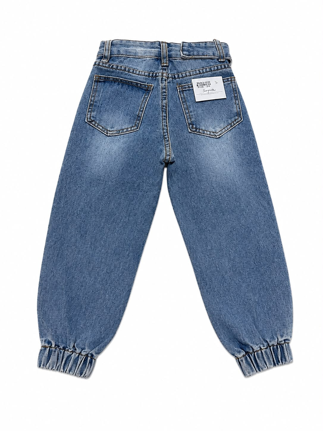 Pantalón niña mezclilla jogger cintura alta