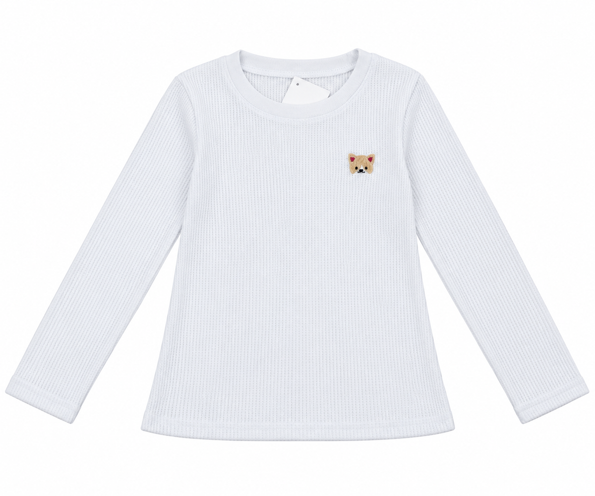 Blusa niña blanca manga larga con bordado