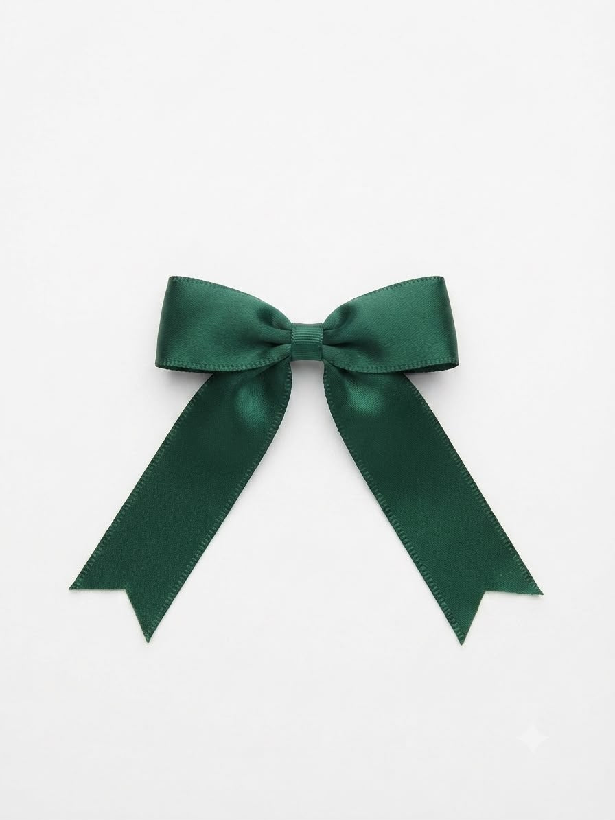 Moño chico niña verde esmeralda con tiras largas