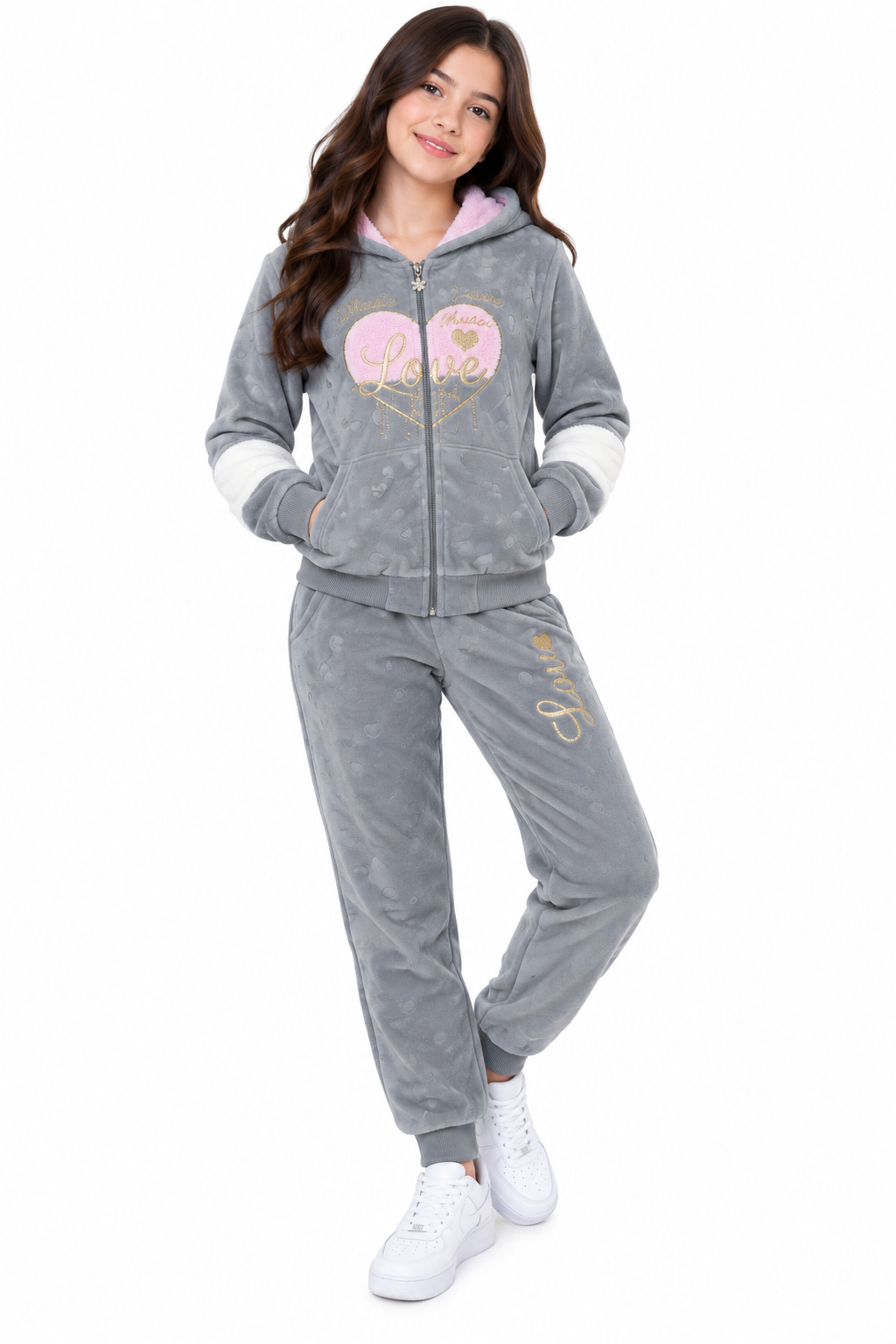 🩷 Set niña 3 piezas Love con detalles dorados