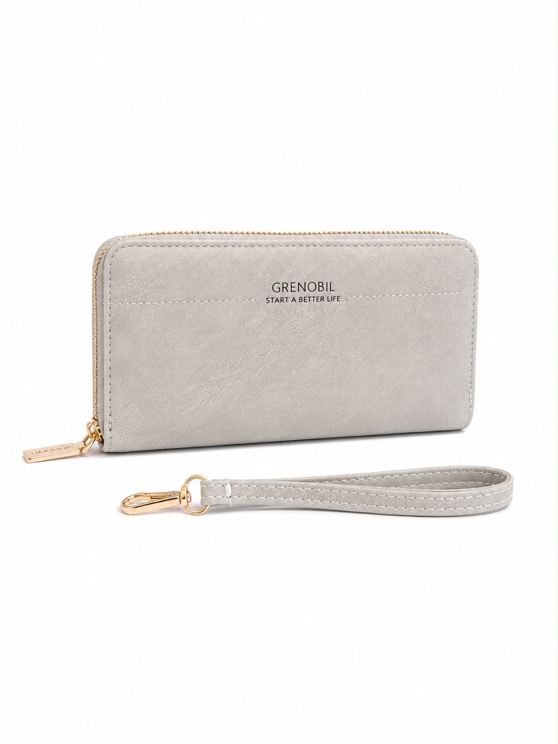 Cartera Dama tipo Wallet gris claro