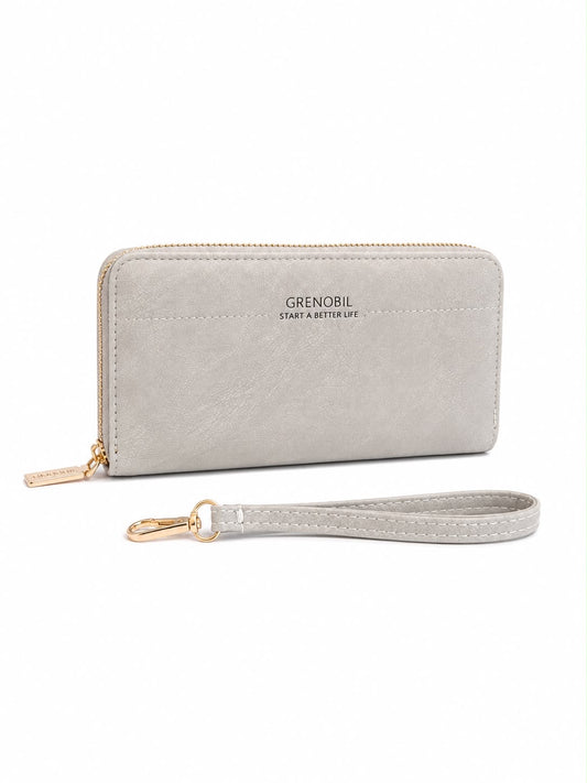 Cartera Dama tipo Wallet gris claro