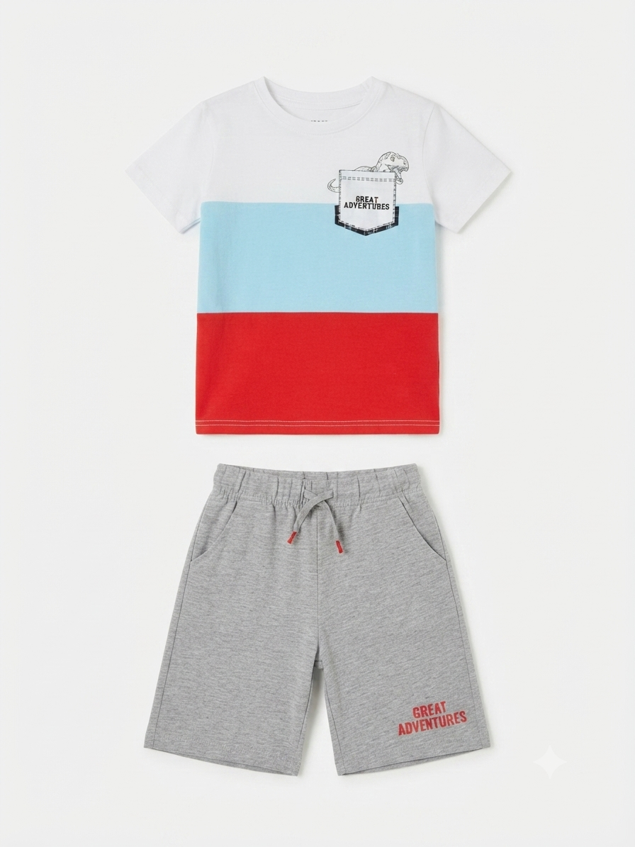 Set niño playera tricolor con short deportivo