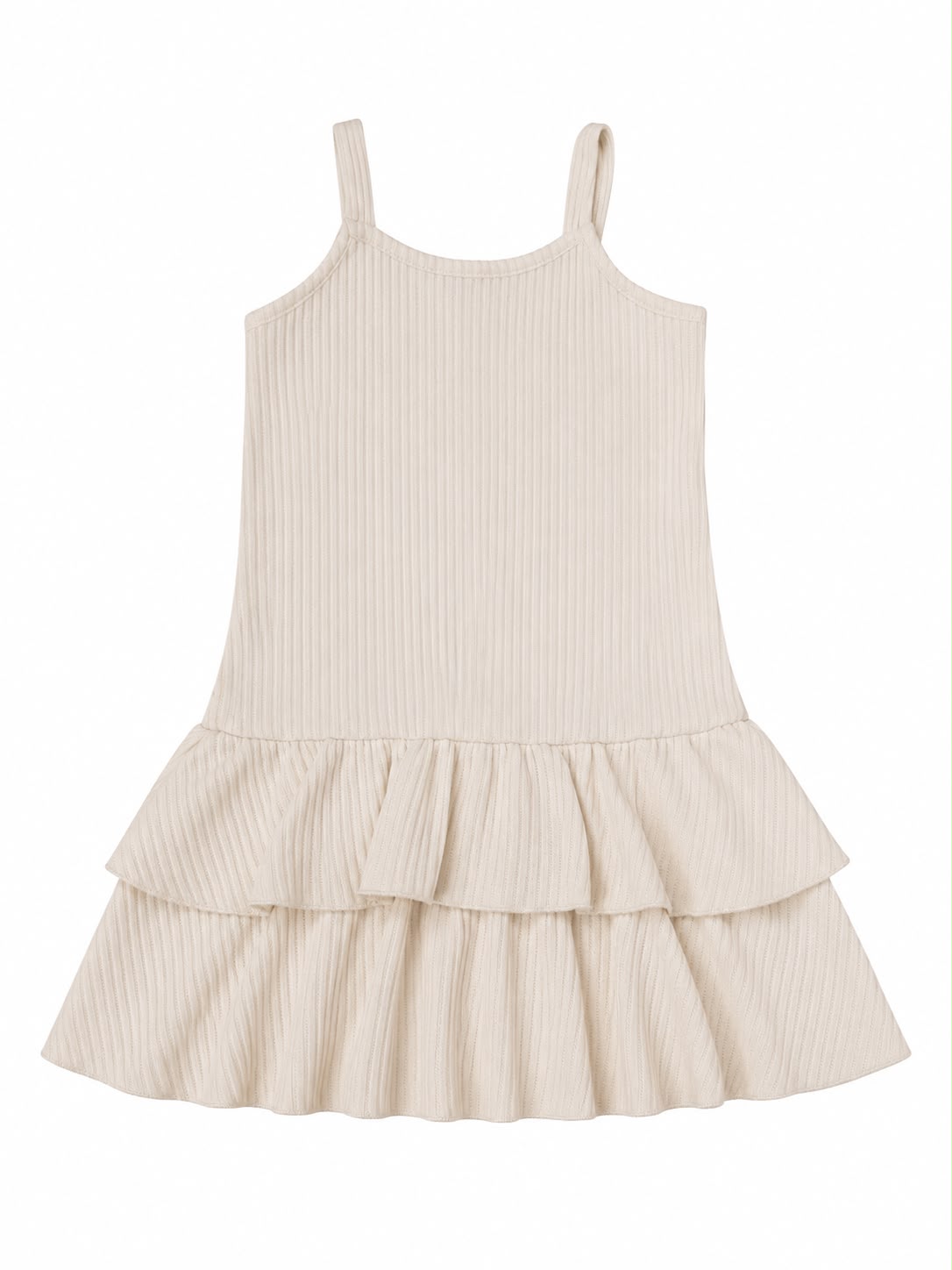 Vestido niña de tirantes con Olanes color beige