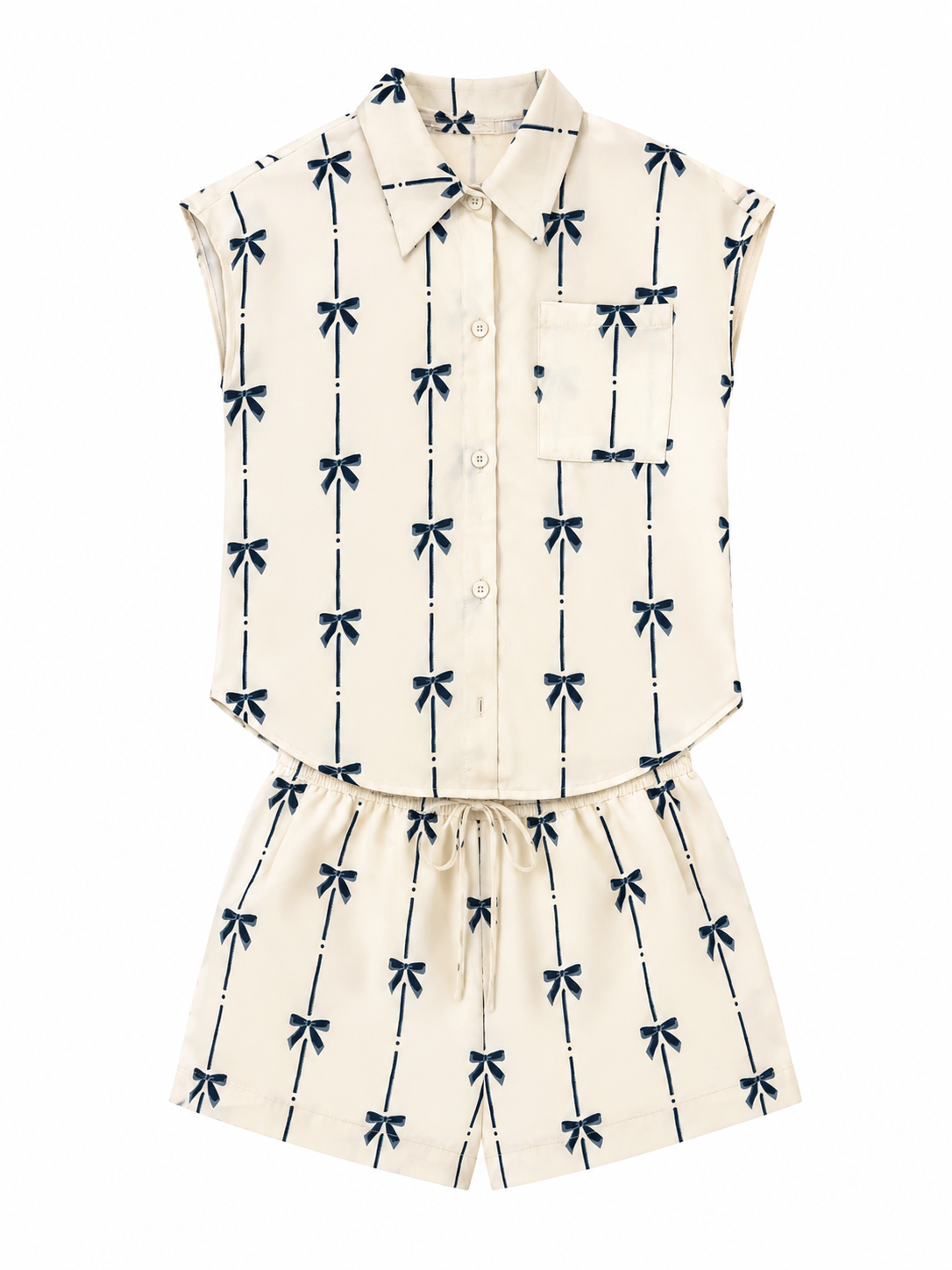 Set niña beige estampado con blusa y short