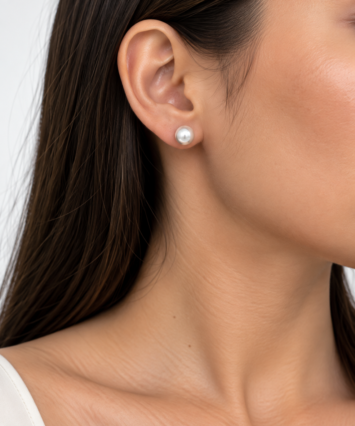 Aretes Dama perla mini elegante 🤍