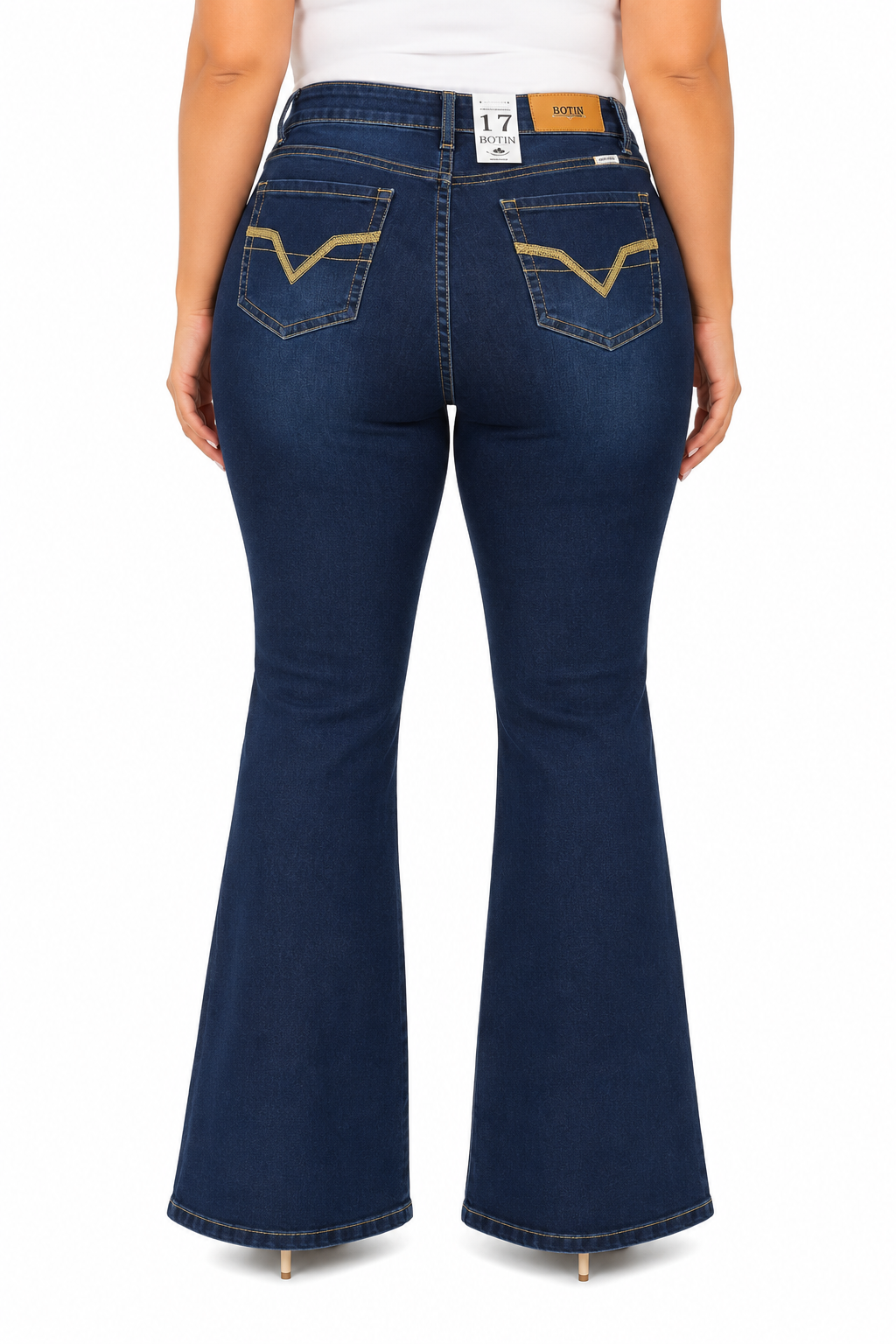 Pantalón dama mezclilla flare plus azul oscuro