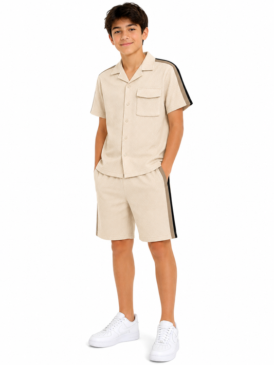Set niño con camisa y short texturizado