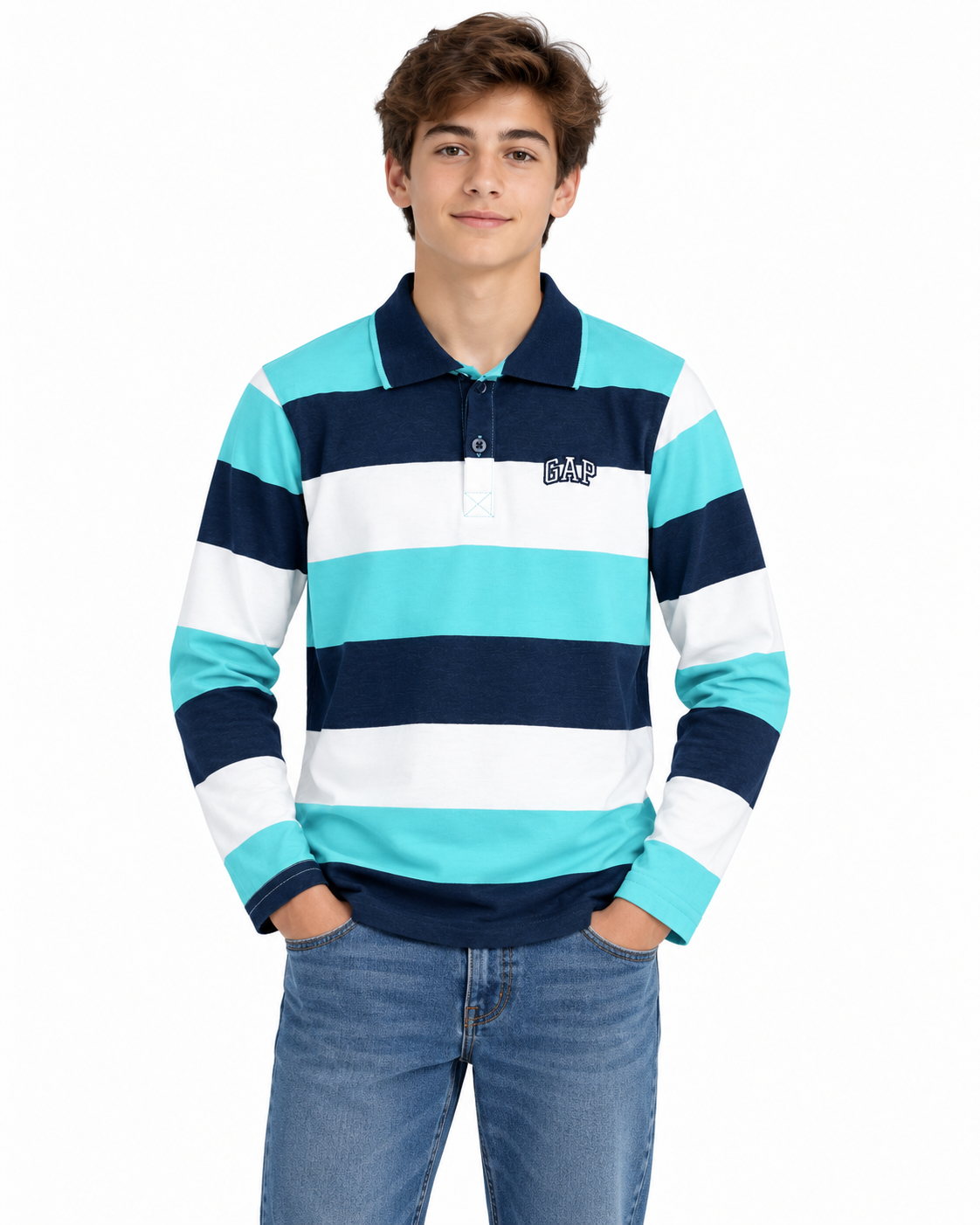 Playera niño tipo polo a rayas