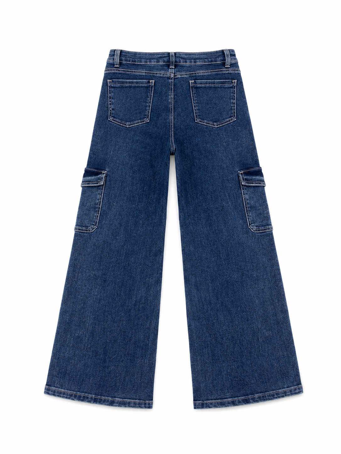 Pantalón niña cargo wide leg de mezclilla