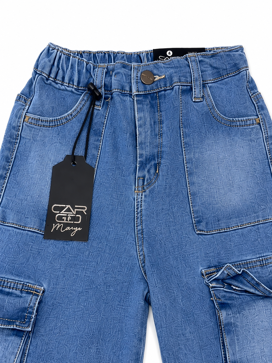 Pantalón niña cargo de mezclilla azul