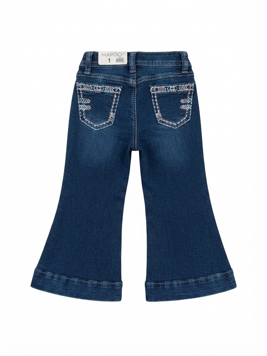 Pantalón Niña acampanado mezclilla bordado decorativo