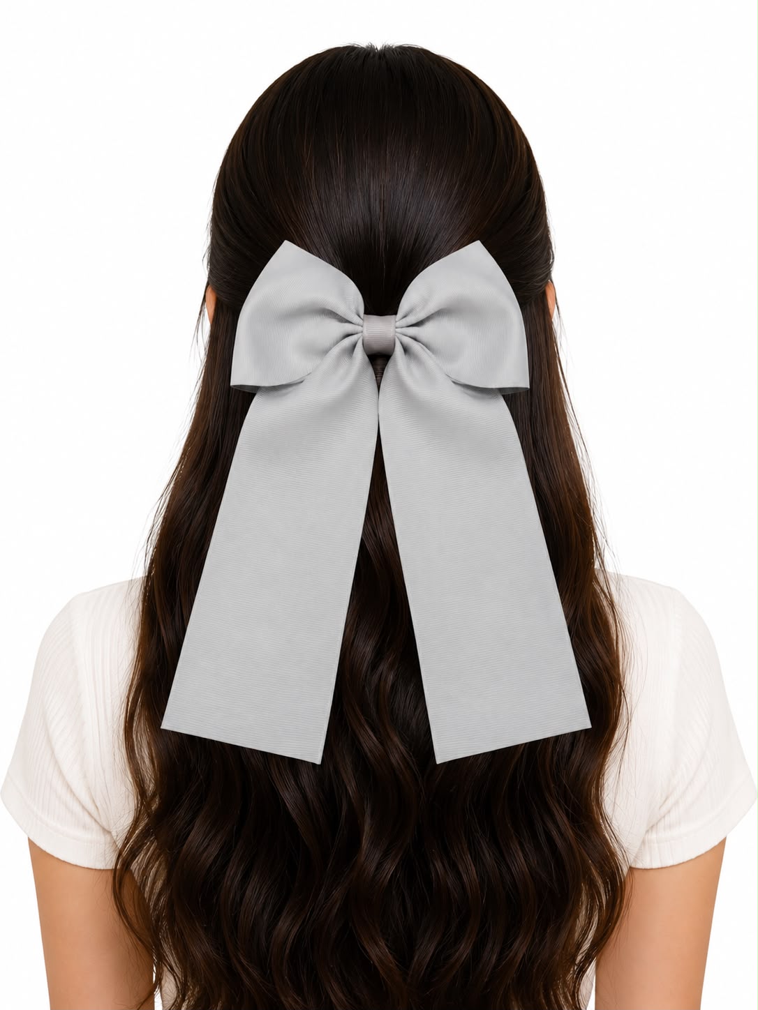 🎀 Moño niña gris