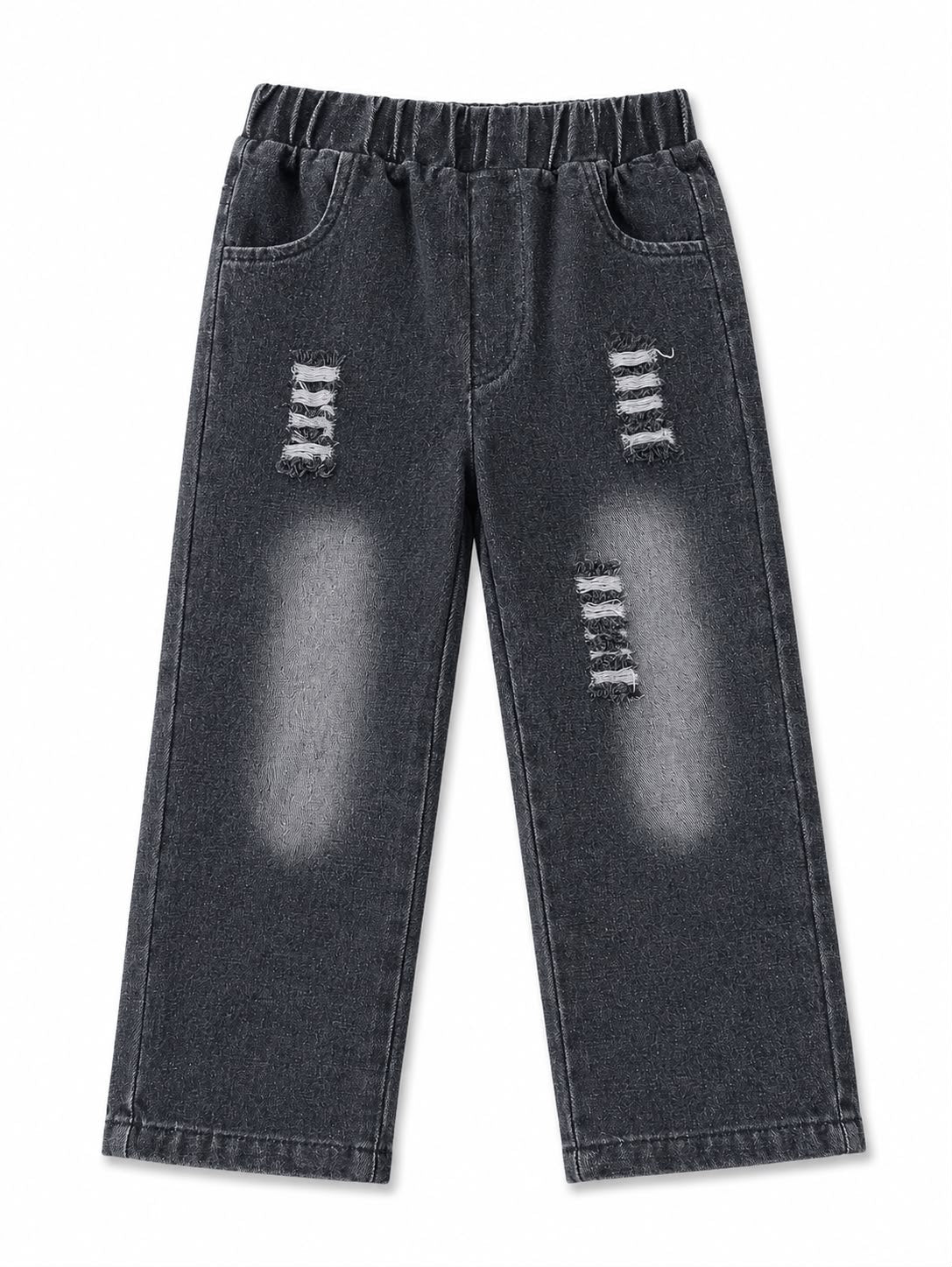 Pantalón niño mezclilla negré con roturas