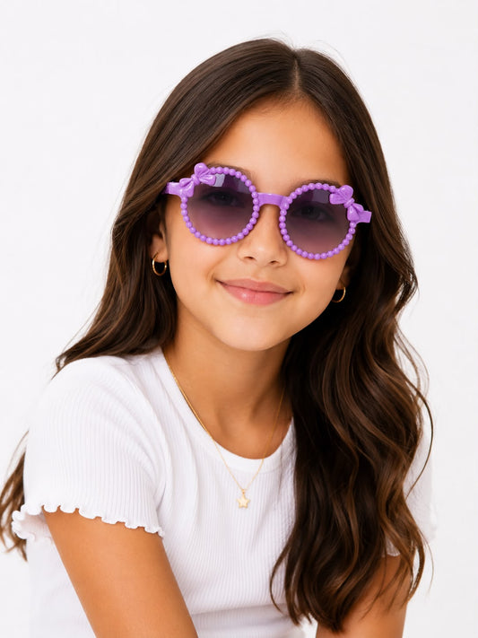 Lentes Infantiles Morados – Diseño con moñitos 💜🕶️