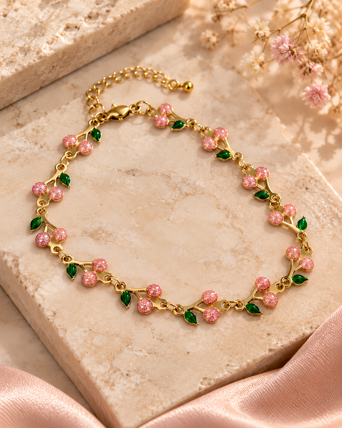 Pulsera Dama cerezas con pedrería