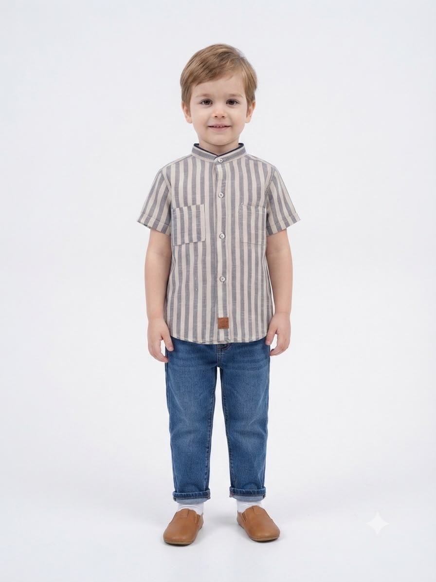 Camisa niño manga corta de rayas