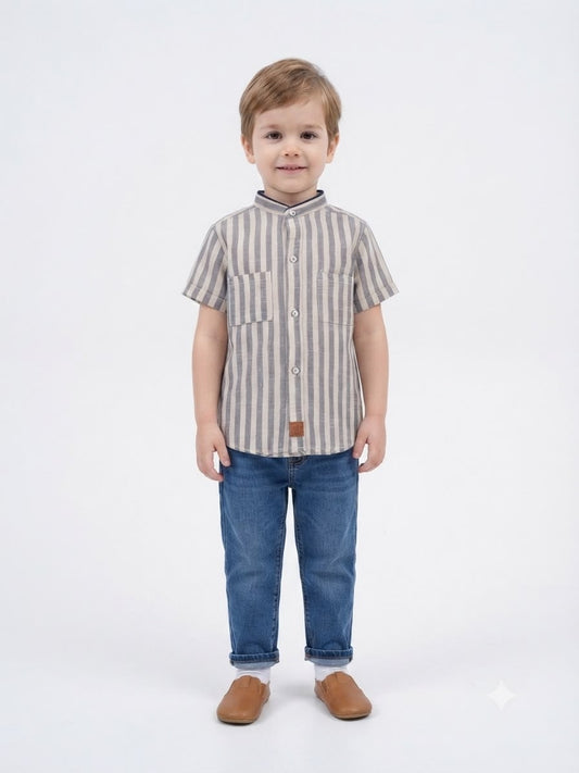 Camisa niño manga corta de rayas