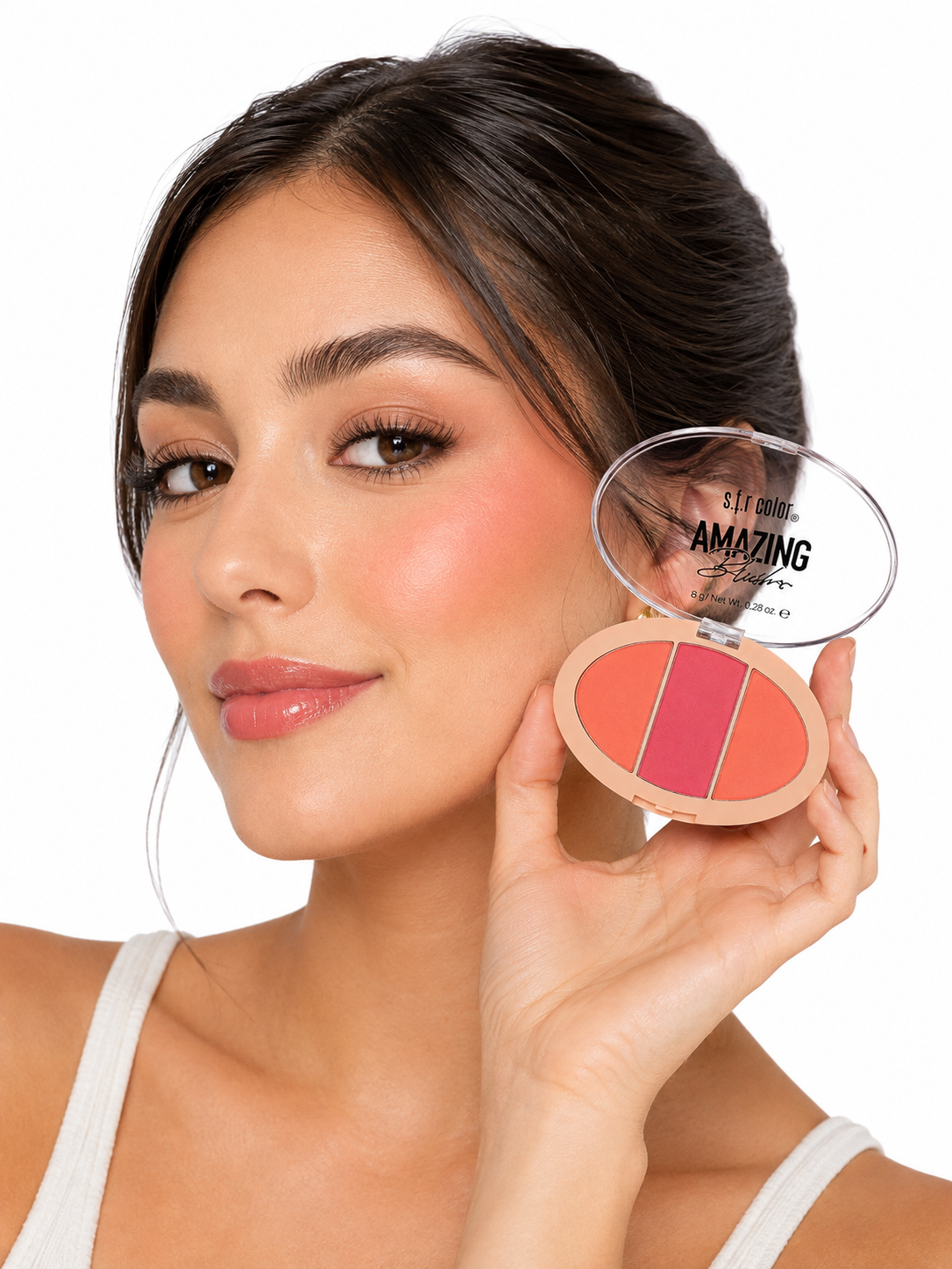 Paleta de rubores 3 tonos coral y rosa