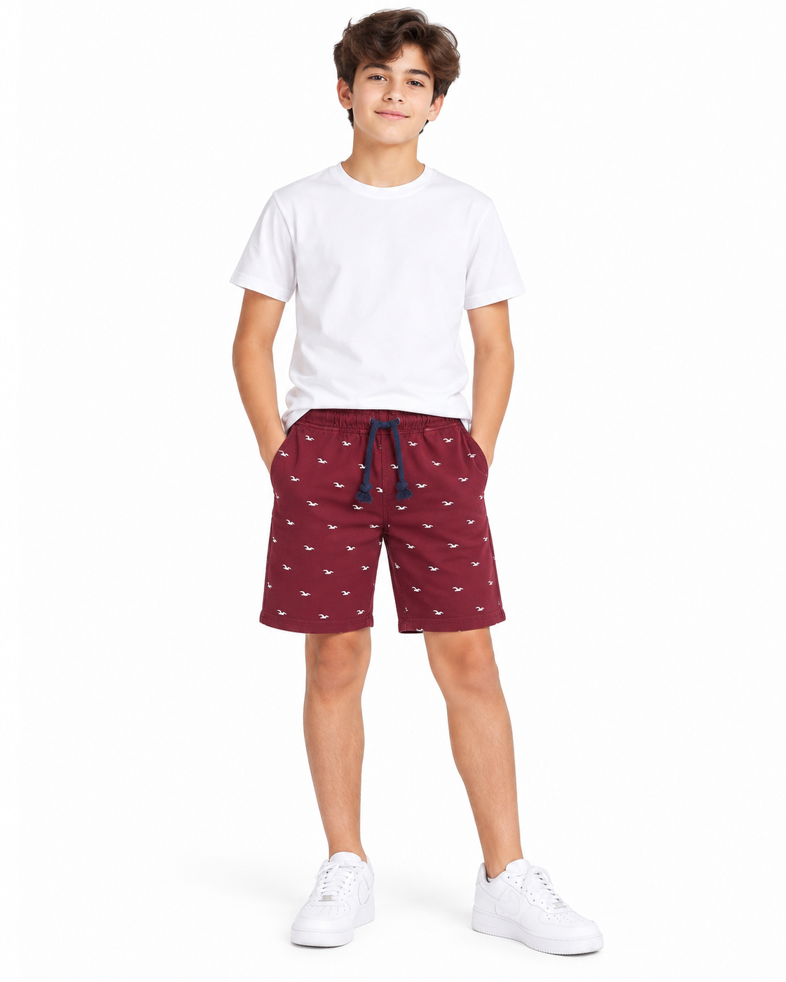 Short niño estampado color vino
