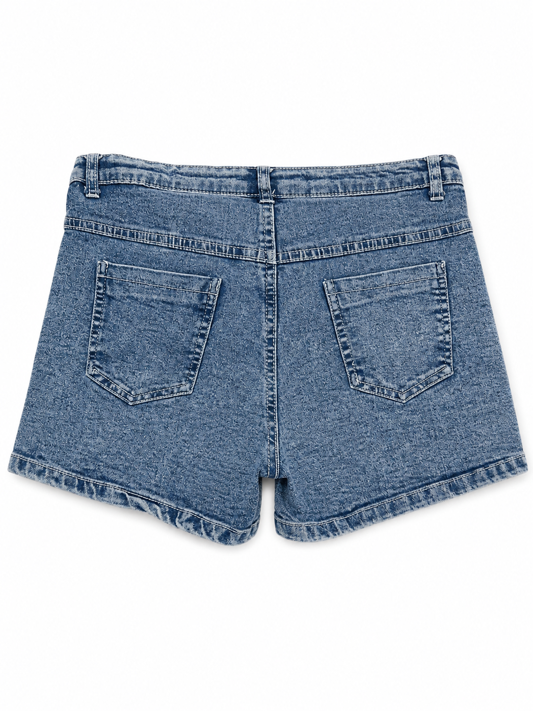 Short dama de mezclilla azul con efecto deslavado