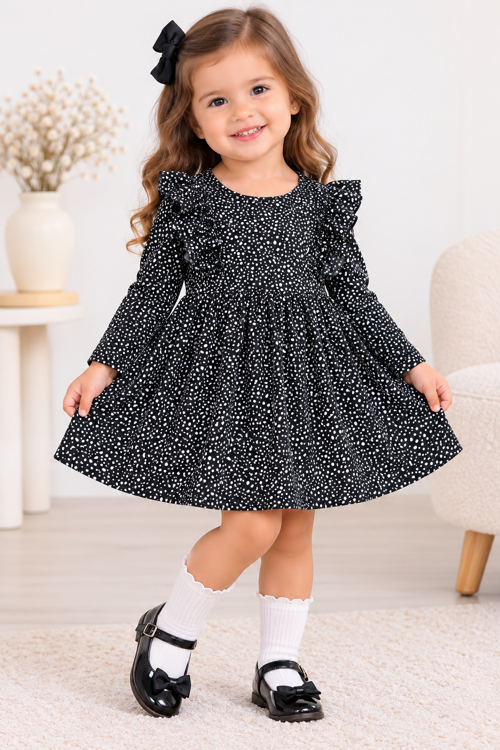 Vestido niña lunares y Olanes