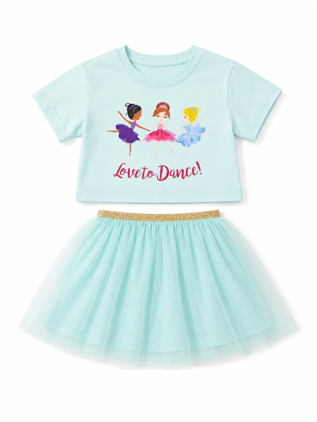 Set niña blusa turquesa u falda tul