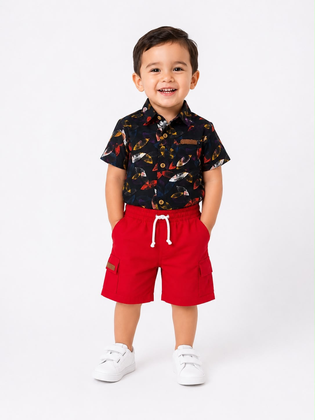Set niño camisa estampada + bermuda cargo