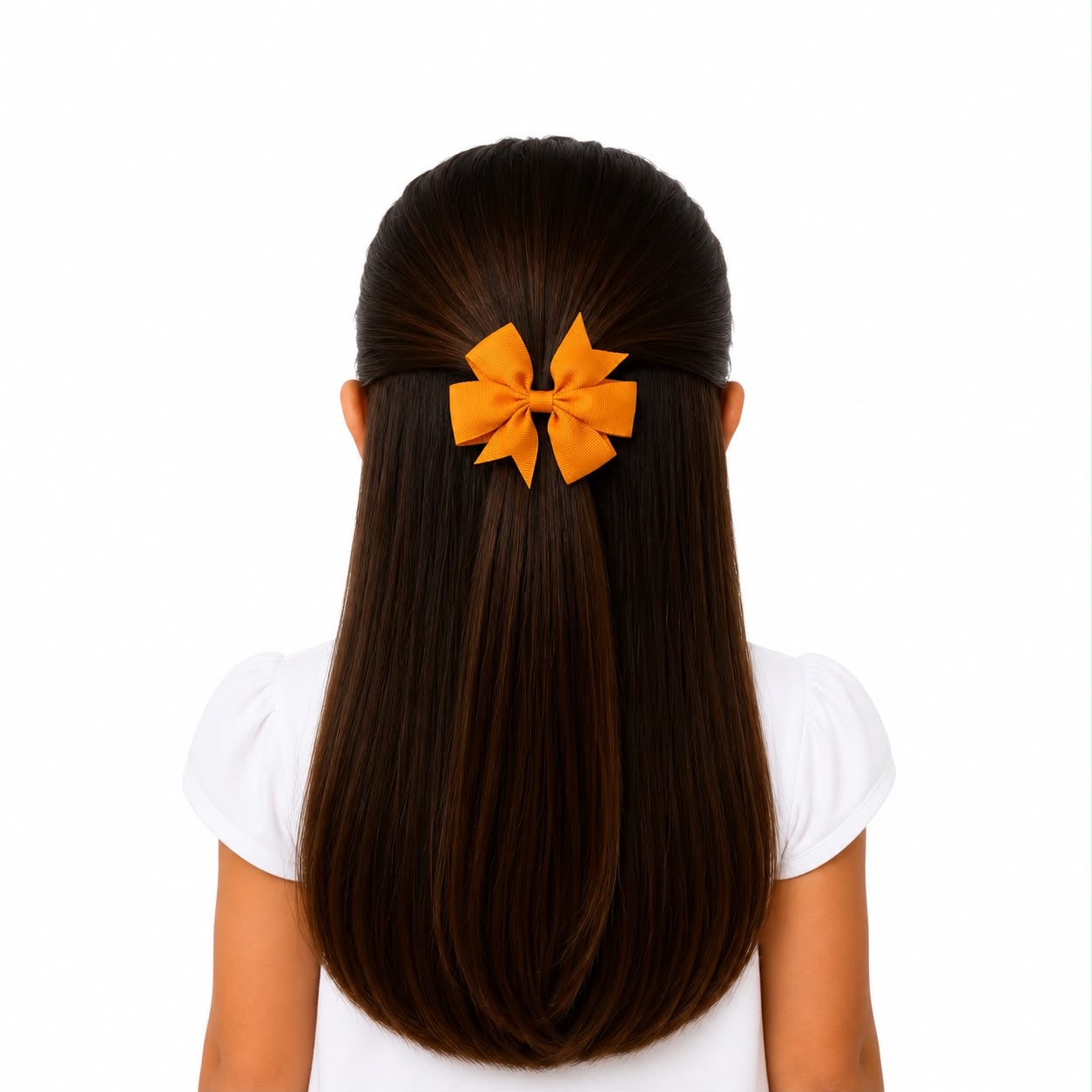 Moño chico niña naranja con puntas