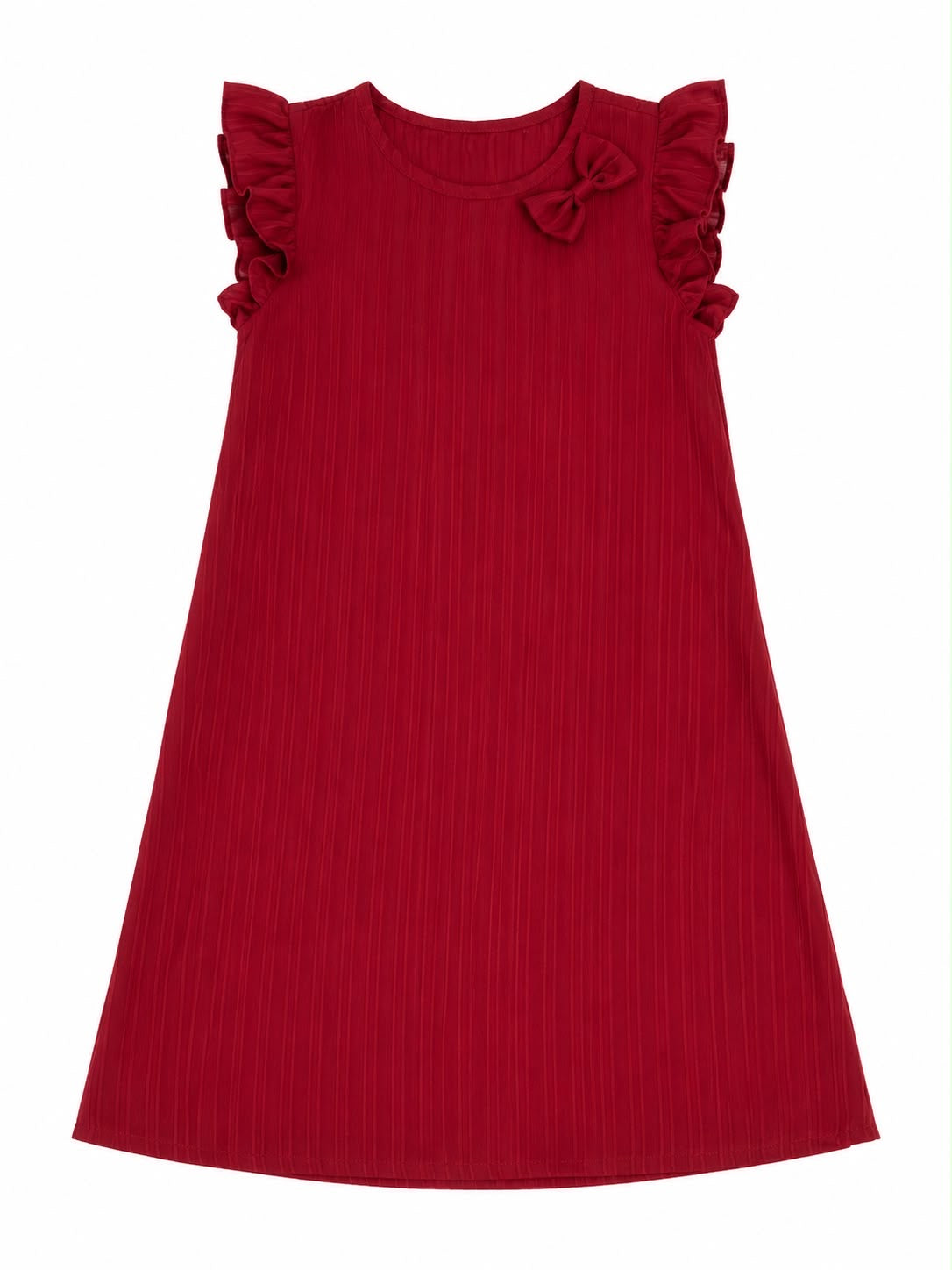 Vestido niña rojo de canale con Olanes y moño