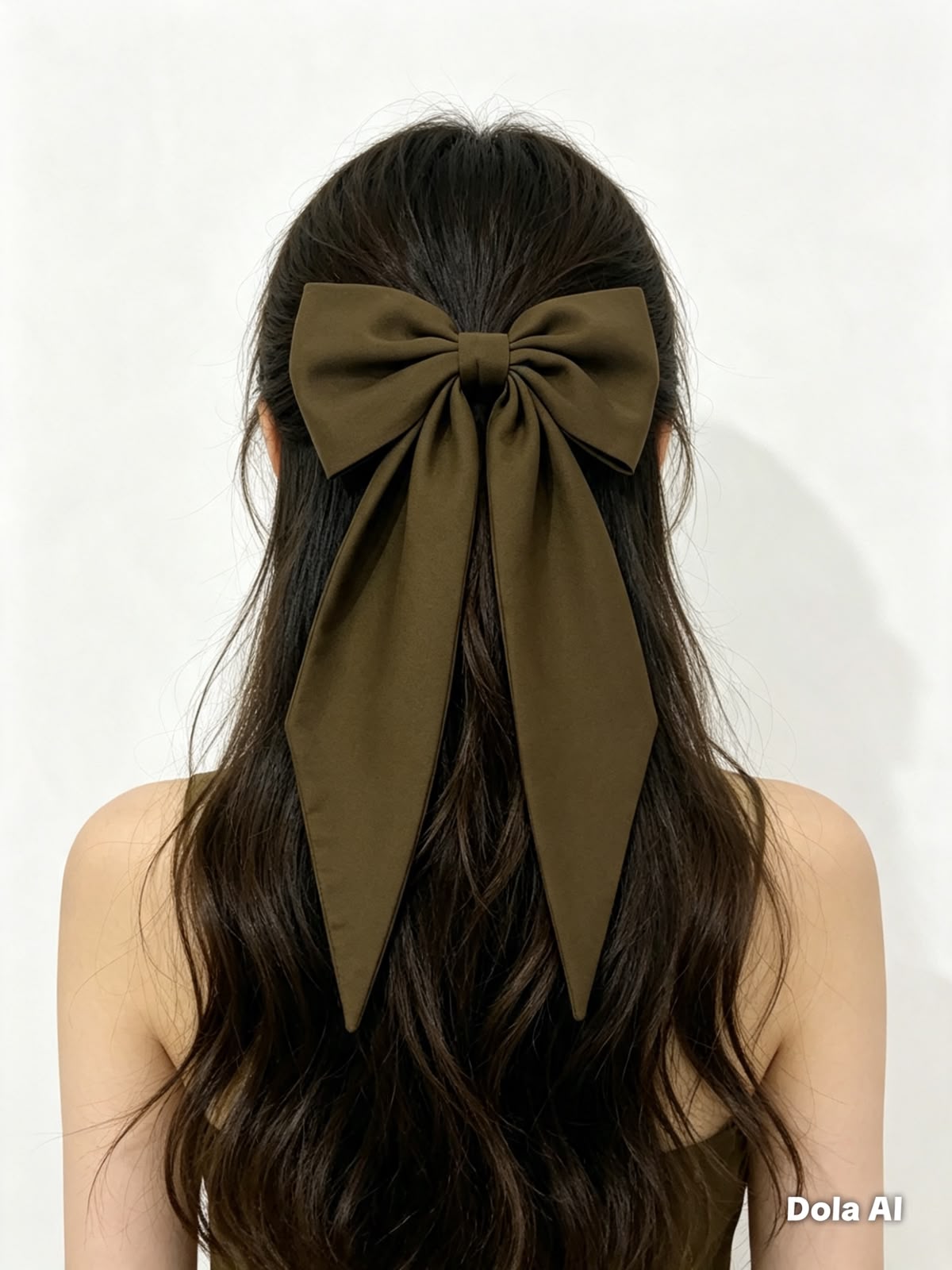 🎀 Moño coquette niña café olivo