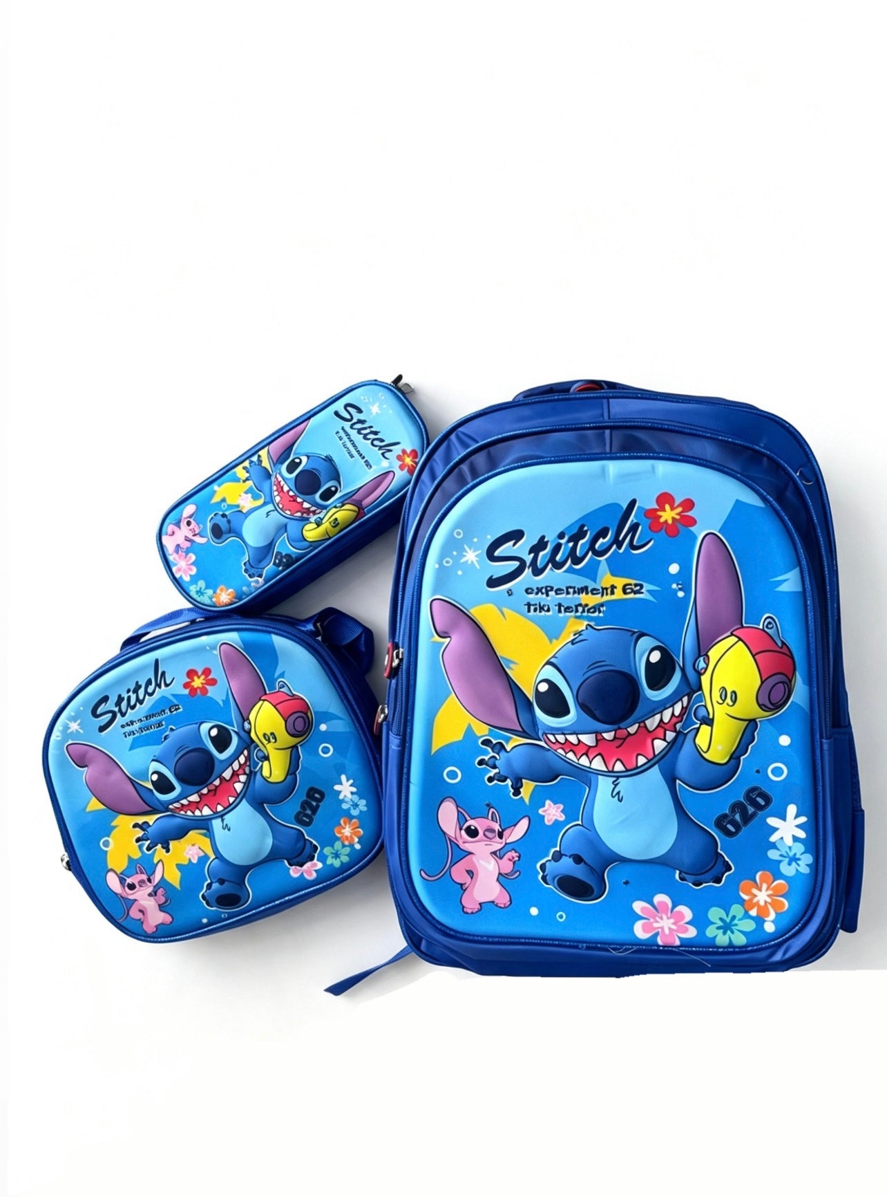 Set mochila infantil escolar Alien Azul 3 piezas
