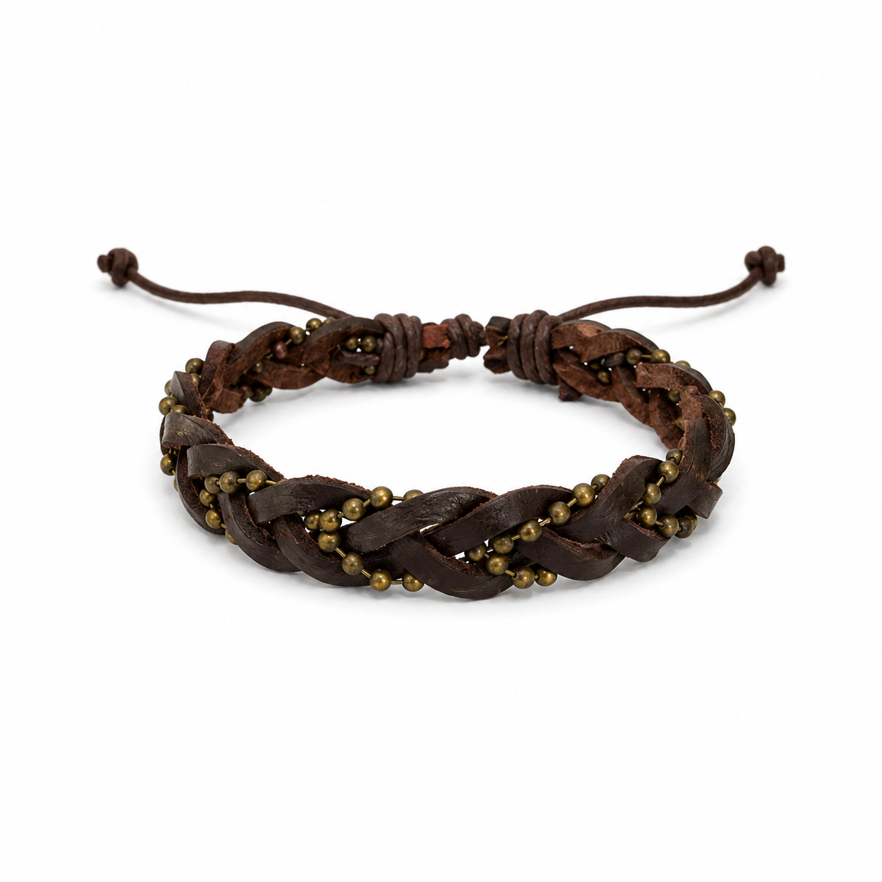 Pulsera caballero trenzada con detalles metálicos 🤎✨