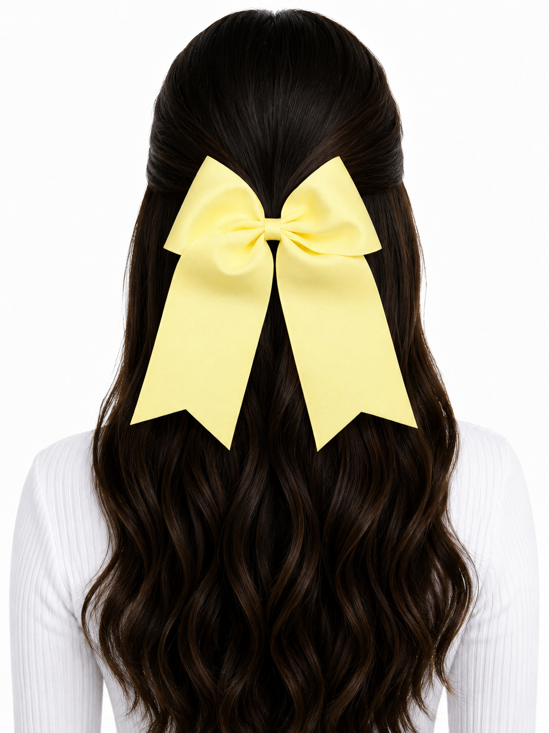 Moño niña amarillo pastel con tirantes largos 🎀💛