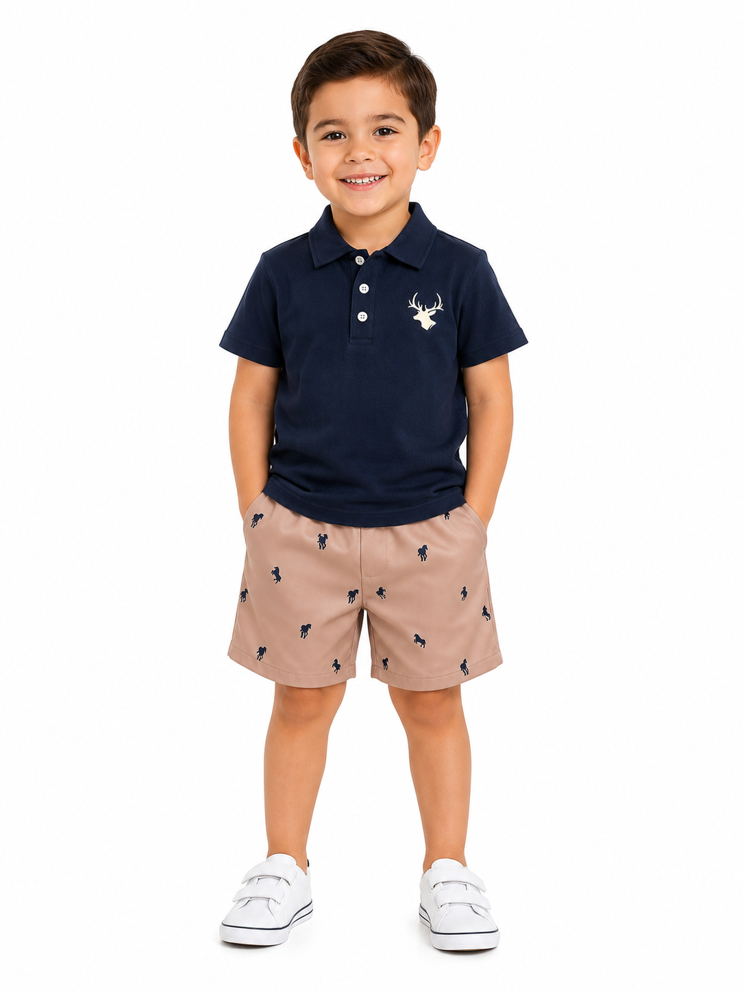 Set niño tipo polo con short estampado