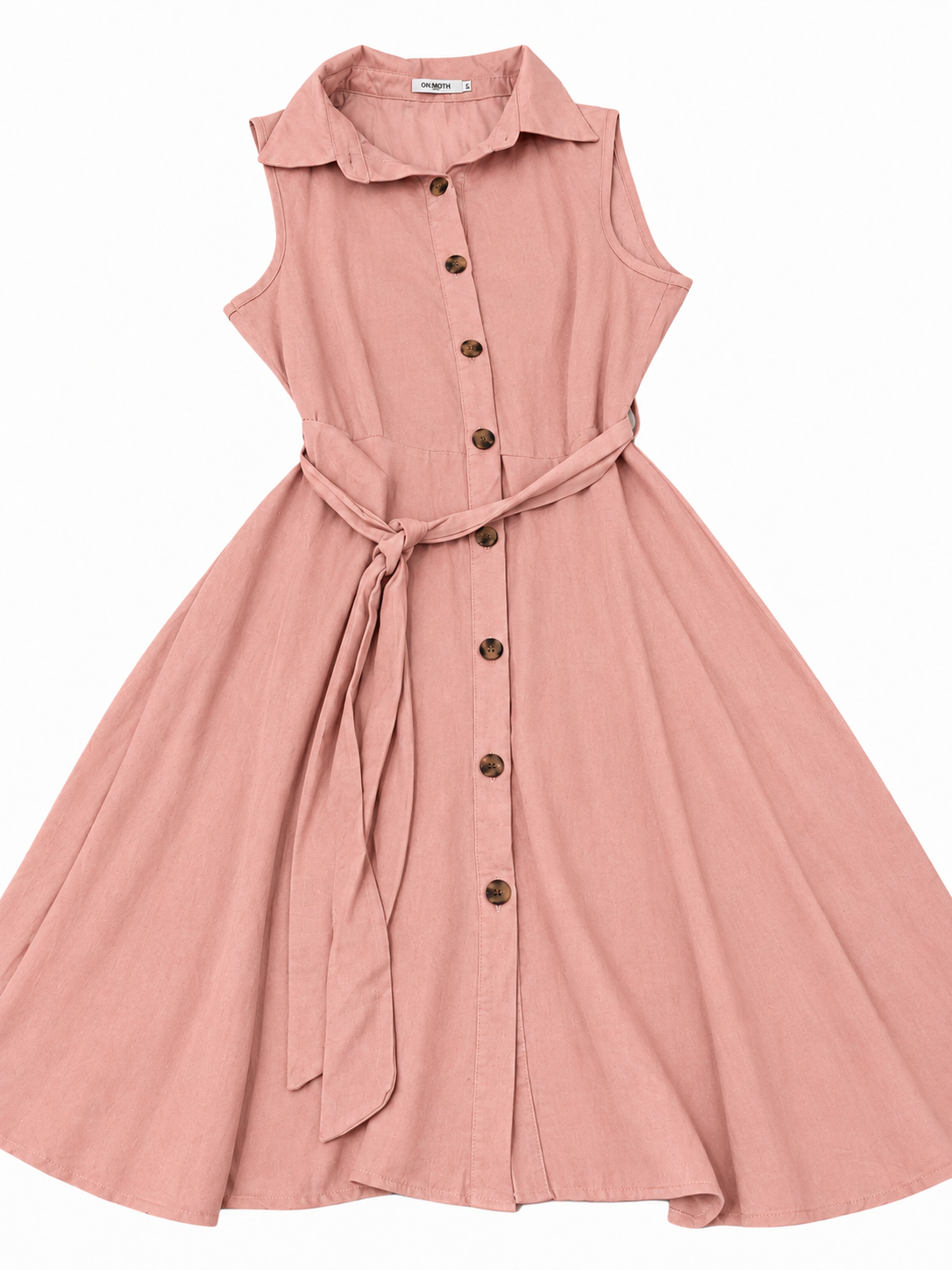 Vestido dama camisero sin mangas con botones y cinturón ajustable