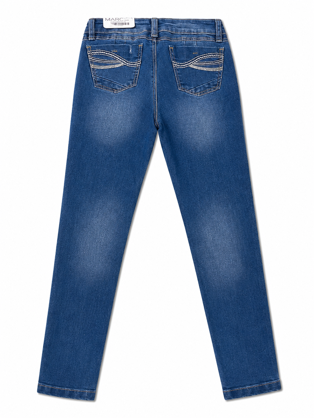 Pantalón niña mezclilla skinny con bolsas traseras bordadas