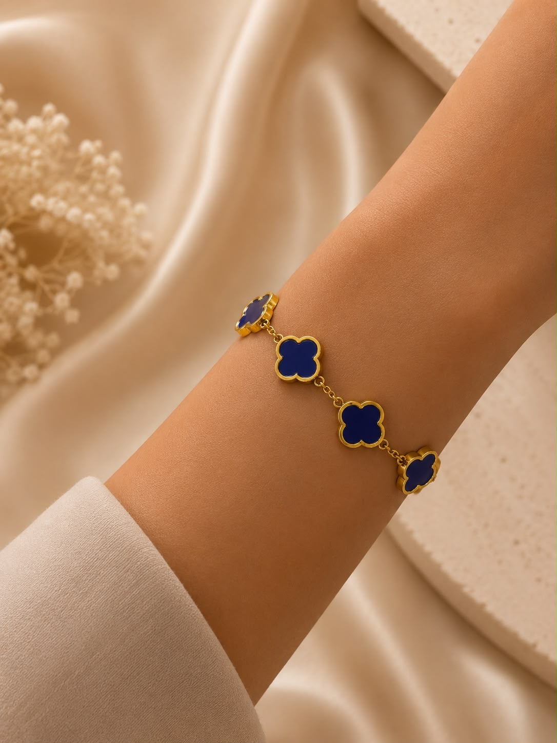 Pulsera Dama flores azul marino 💙